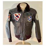 WWII leather bomber jacket with patches