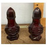 Ruby red Cape Cod glass salt & pepper shakers