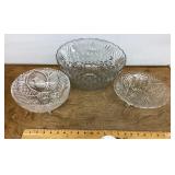 3 pressed glass bowls