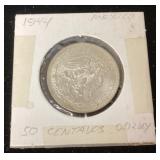 1944 Mexican 50 centavos coin