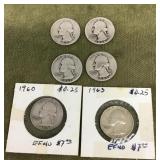 6 silver quarters