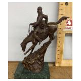 Remington bronze sculpture on marble base