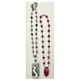 2 sterling dendrite, coral, rhodonite necklaces
