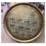 38" round brass tray