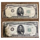 Two $5 US bank notes