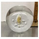 Signed heavy glass paperweight