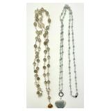 2 sterling mother-of-pearl and citrine necklaces