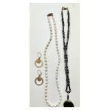Pearl & hematite necklaces & gold filled earrings