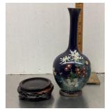 Enameled metal vase