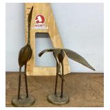 Pair of brass storks