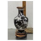 Enameled brass vase