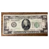 1934 A Series $20 US bank note
