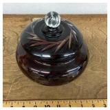 Ruby cut to clear glass dish with lid