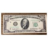 1950 B Series $10 US bank note