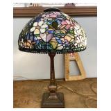 24" table lamp with leaded glass shade
