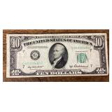 1950 B Series $10 US bank note