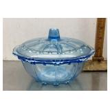 Blue glass candy dish