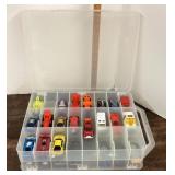 Die cast cars in storage case