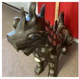 Bronze temple guardian beast 32" tall