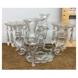 Glass epergne candelabra centerpiece