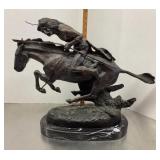 Remington "The Cheyenne" sculpture on marble base