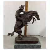 Remington "Bronco Buster" sculpture on marble base