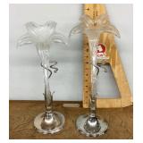 Pair of glass lily vases