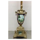 Antique urn with hand painted porcelain
