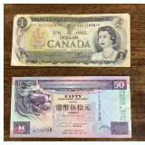 Canada and Hong Kong bank notes