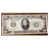 1934 B Series $20 US bank note