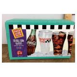 6 Coca-Cola bell soda glasses --sealed box