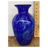 Blue art glass vase