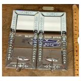 Pair of etched mirrored candle sconces