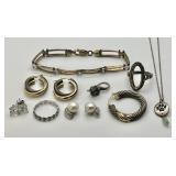 Sterling and 14k gold jewelry cleanup lot