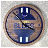 12" Round wood St. Louis Blues wall clock--works