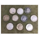 10 silver Roosevelt dimes