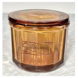 Amber glass salt box with lid