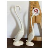 Pair of mid century modern white crane figures