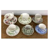 Assorted porcelain cups and saucers