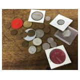 Collection of foreign coins and tokens