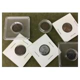 6 wheat, steel, Indianhead pennies