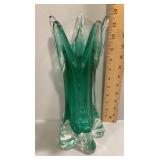 Green swung glass vase