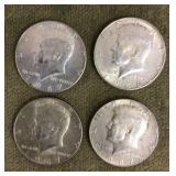 4 clad Kennedy half dollars