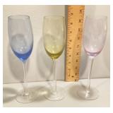 3 pastel champagne flutes