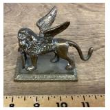 Brass winged lion bookend