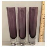 3 Polish blown art glass vases