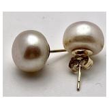 14k gold earrings with 10mm pearls