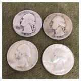 4 silver quarters
