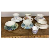 Assorted porcelain cups and saucers