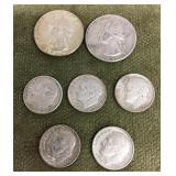 2 silver quarters and 5 silver Roosevelt dimes